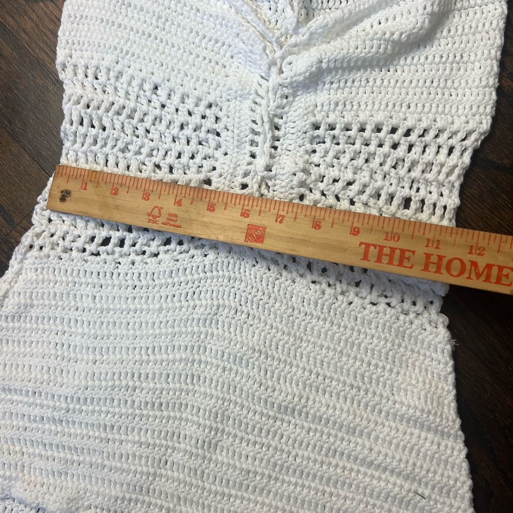 Absolutely stunning Hand Crochet romper or bathing suit! White cotton yarn small - Picture 7 of 13